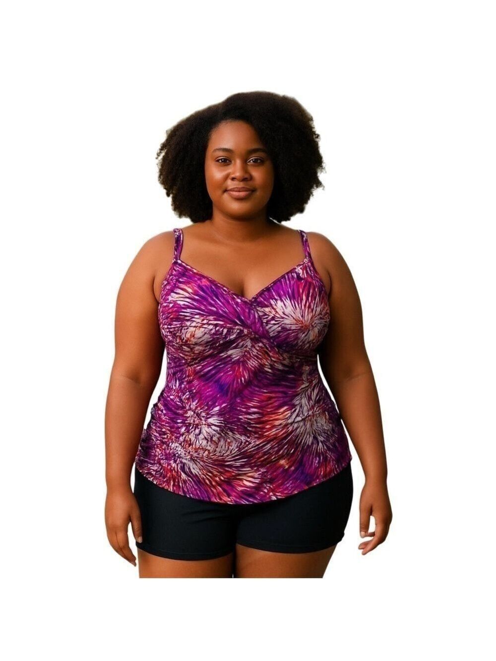 L.L. Bean Shaping Swimwear Tankini Top Print size 16